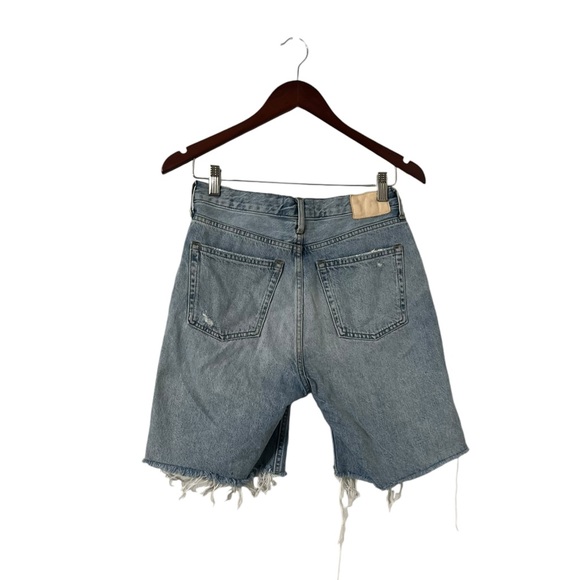 EVERLANE The Jean Cheeky Long Denim Distressed Shorts - Picture 6 of 9
